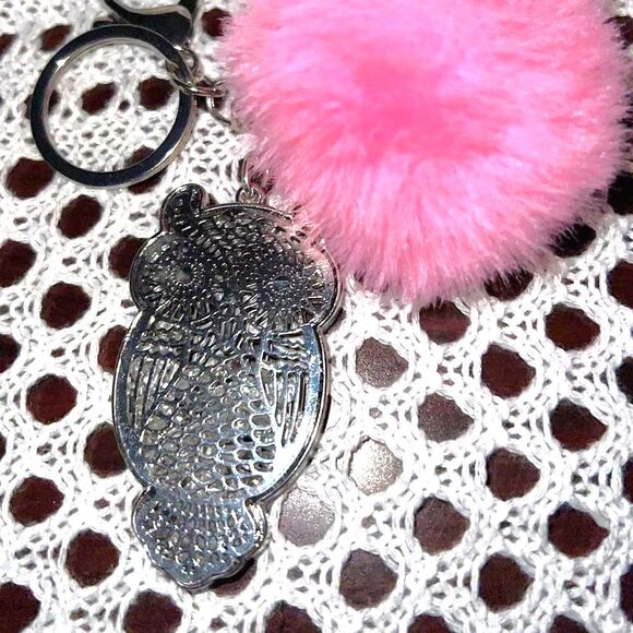 Owl with Pink Pom Pom Purse Charm and Keychain - Picture 6 of 6